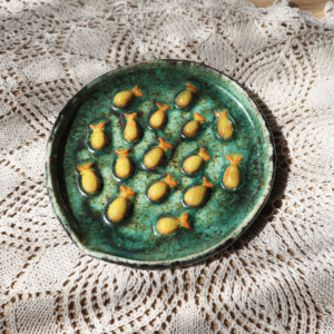 Ceramiczny talerzyk do czyszczenia pędzli -rybki