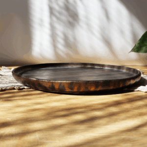 Ceramiczna taca/patera śr. 30cm - metaliczny brąz