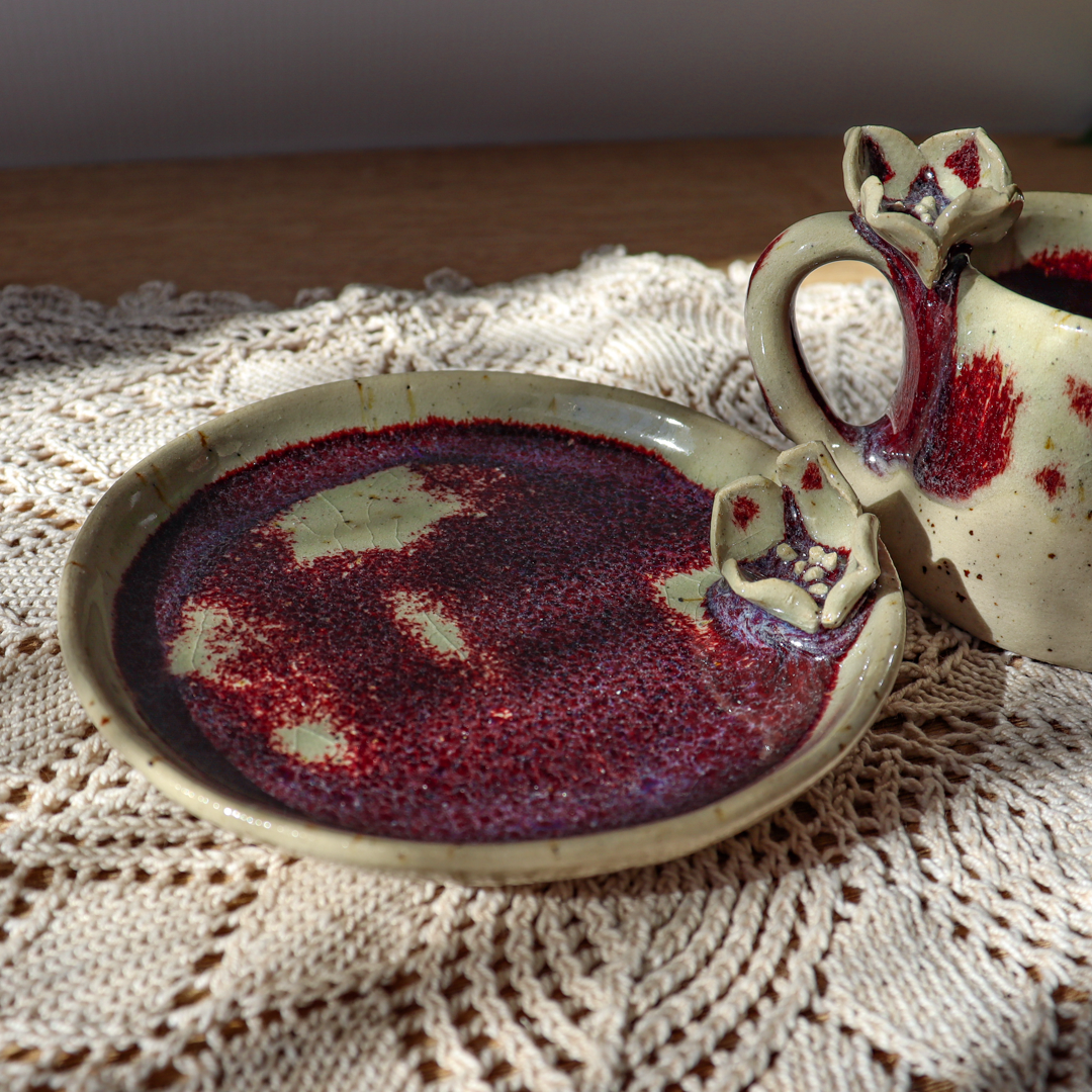 Ceramiczna filiżanka ze spodkiem - Kwiatek i ptaszek 60ml - obrazek 10