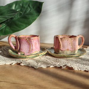 Ceramiczna filiżanka ze spodkiem - Tulipan 130ml