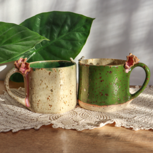 Duży kubek ceramiczny - Kwiaty z ptaszkiem 600ml