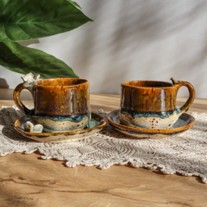 Ceramiczna filiżanka ze spodkiem - Kwiatki lub ptaszek 130ml