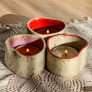 Ręcznie wykonany świecznik ceramiczny - Serce