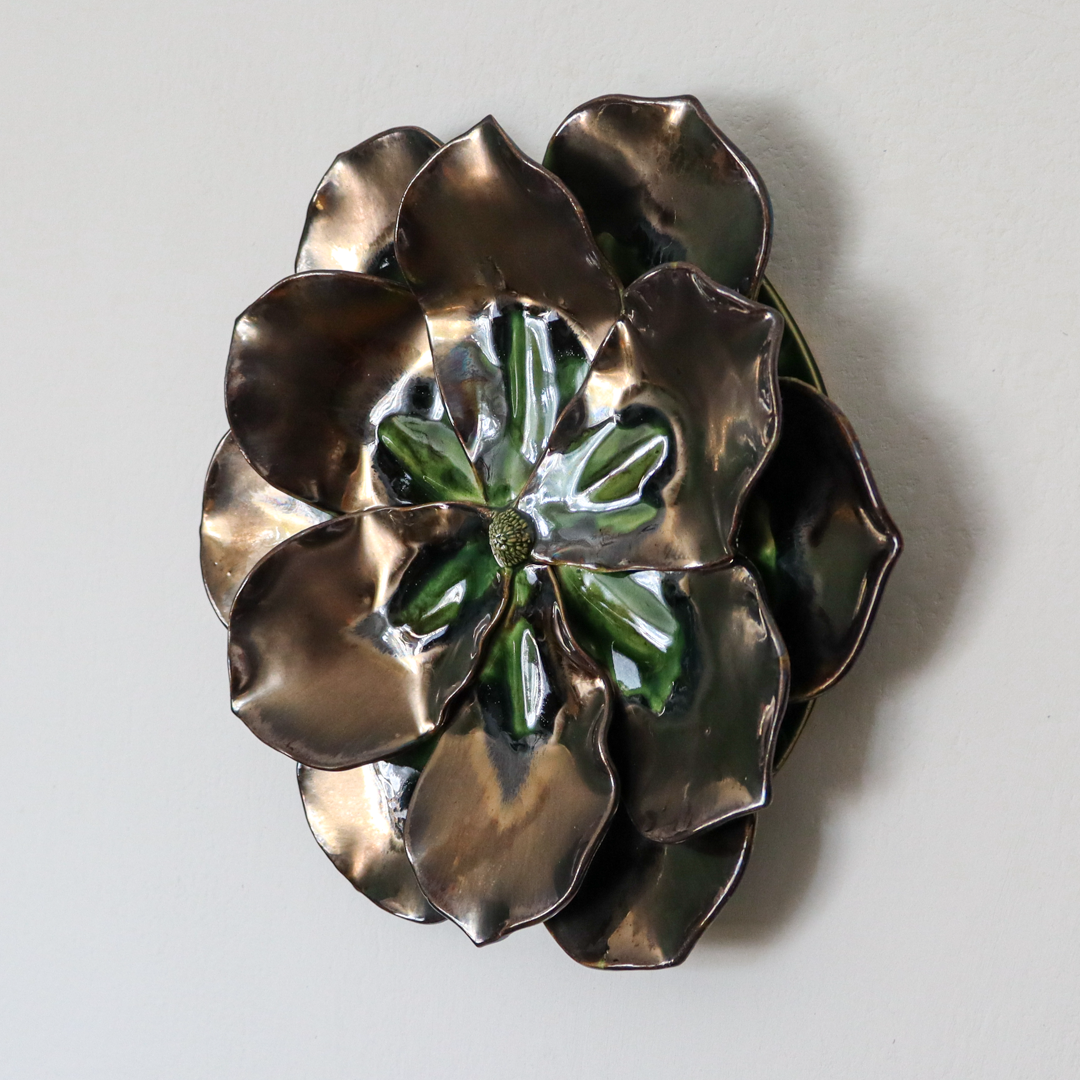 Ceramiczna ozdoba ścienna - Złoty kwiat 36 cm - obrazek 2