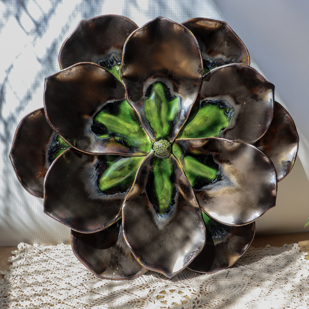 Ceramiczna ozdoba ścienna - Złoty kwiat 36 cm - obrazek 9