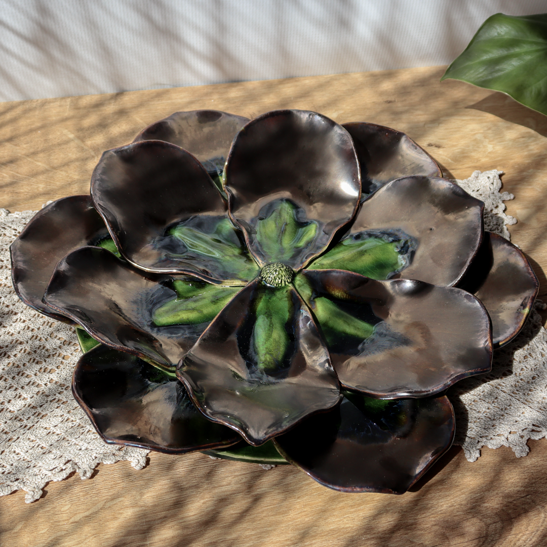 Ceramiczna ozdoba ścienna - Złoty kwiat 36 cm - obrazek 8