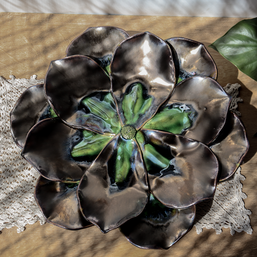 Ceramiczna ozdoba ścienna - Złoty kwiat 36 cm - obrazek 7