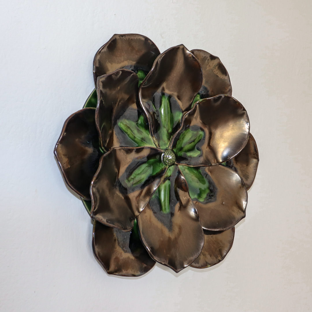 Ceramiczna ozdoba ścienna - Złoty kwiat 36 cm - obrazek 4