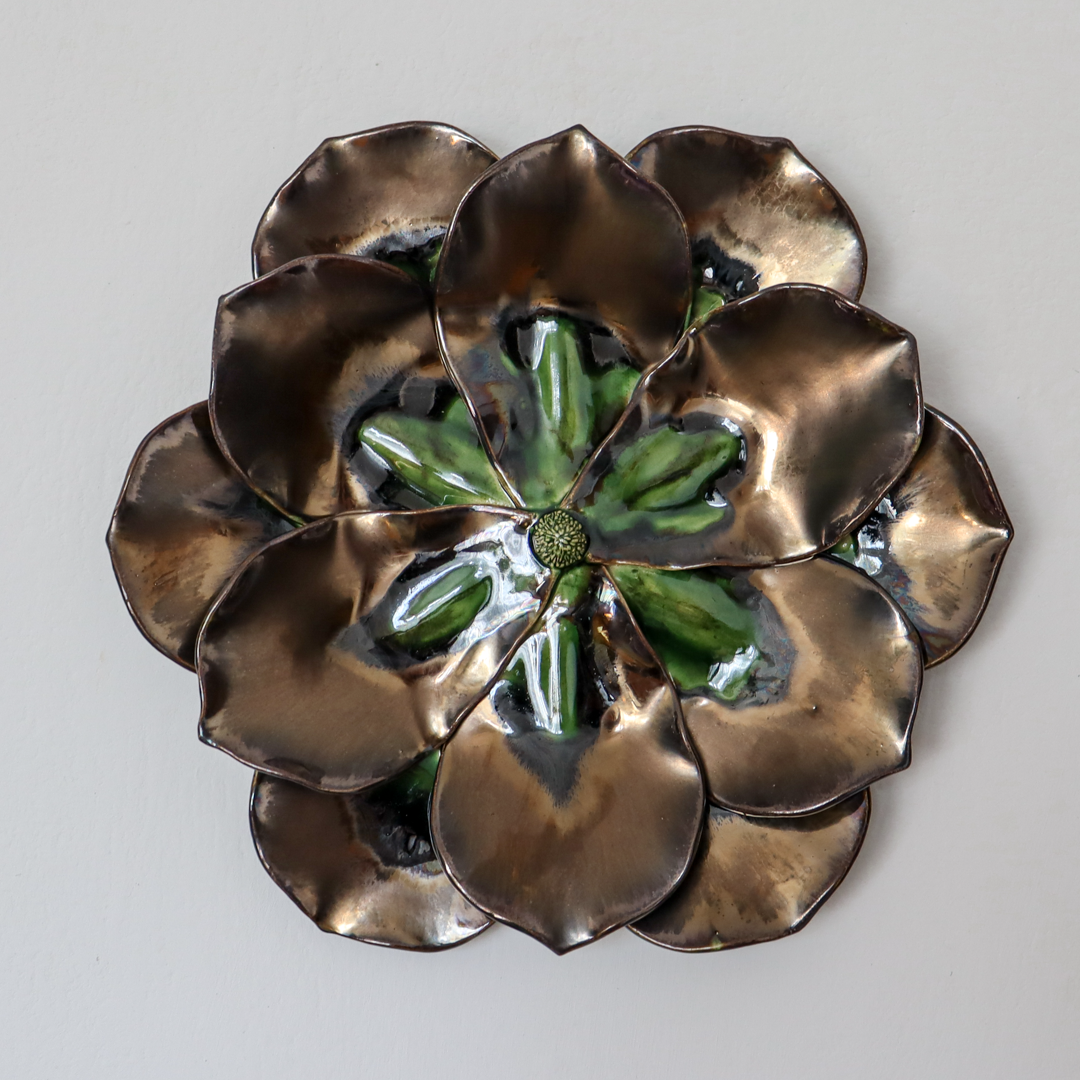 Ceramiczna ozdoba ścienna - Złoty kwiat 36 cm